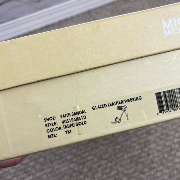 Michael Kors Faith Sandal Heels taupe/gold size 7 - Picture 13 of 13
